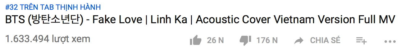 MV của Linh Ka đứng vị trí #32 ở Top trending Việt Nam.