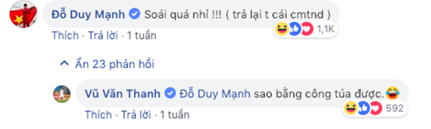 Comment đáp trả của Văn Thanh đối với Duy Mạnh.