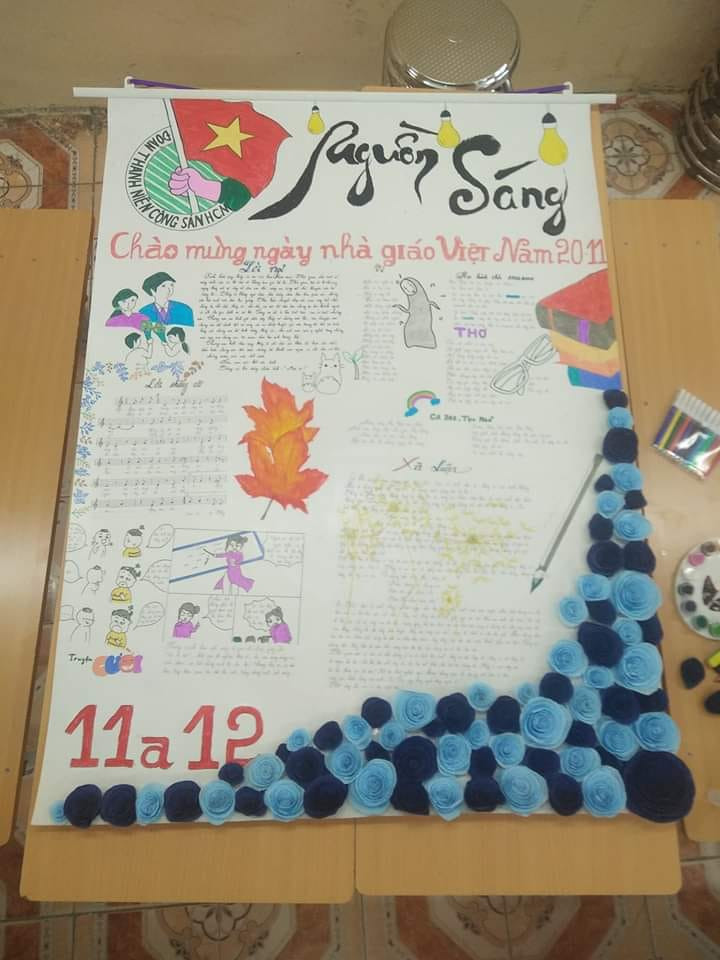 Báo tường gắn thêm cả phụ kiến trang trí.