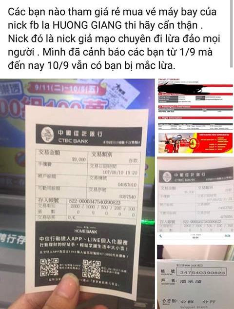 Cảnh báo lừa vé máy bay tết giá rẻ tại Đài Loan. ẢNH CHỤP MÀN HÌNH.