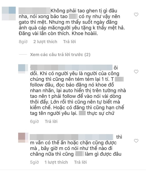 Một dân mạng thể hiện sự khó chịu khi cô nàng liên tục khoe quà.