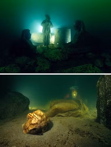 Cung điện của Cleopatra, Alexandria, Ai Cập: Một nhóm các nhà khảo cổ học đã phát hiện ra những thứ mà họ tin rằng là tàn tích từ cung điện của nữ hoàng Ai Cập nổi tiếng Cleopatra. Cung điện này được cho rằng đã bị nhấn chìm bởi các trận động đất và sóng thần dữ dội cách đây hơn 1.600 năm.