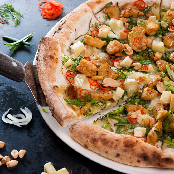 Hình ảnh của chiếc pizza chả cá Lã Vọng. Ảnh: P4P Hình ảnh của chiếc pizza chả cá Lã Vọng. Ảnh: P4P