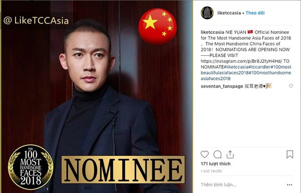Nhiếp Viễn năm trong danh sách 100 gương mặt đẹp trai nhất thế giới năm 2018.