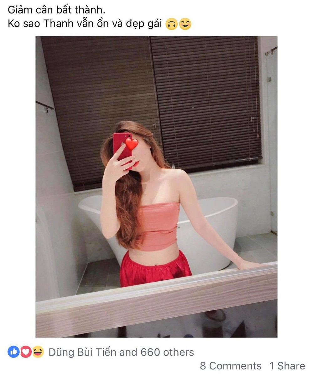 Bùi Tiến Dũng like hầu hết những bức ảnh selfie của "người yêu tin đồn" post trên mạng xã hội.