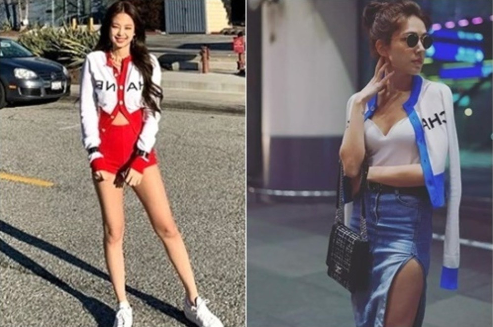 Jennie (trái) là gương mặt quảng cáo của thương hiệu Chanel. Cô thường xuyên đụng hàng với các mỹ nhân trong showbiz. Với chiếc áo cardigan dáng lửng, thành viên Black Pink kết hợp quần shorts khoe chân dài. Còn nữ diễn viên Hứa Vỹ Ninh lại dùng làm áo khoác hờ bên ngoài mà thôi.