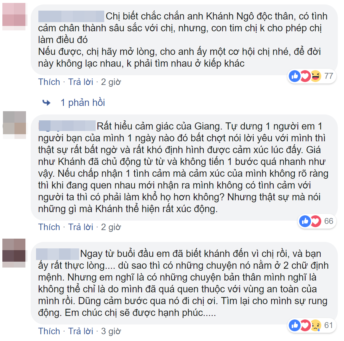 Không ít người hâm mộ hy vọng Hương Giang sẽ dành cho Khánh Ngô một cơ hội 