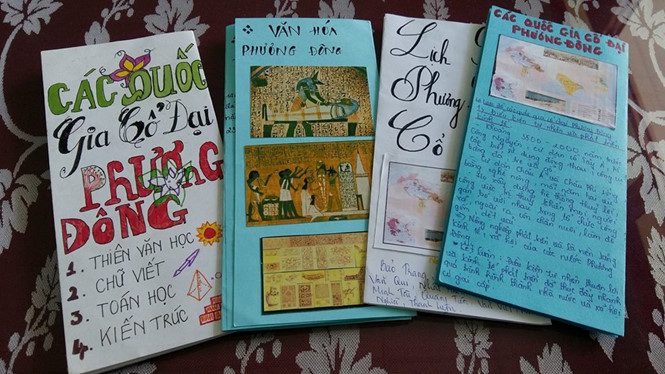 Không chỉ thể hiện kiến thức mà học sinh còn thể hiện năng khiếu, thẩm mỹ cá nhân qua sản phẩm của mình. ẢNH: QUANG THIỆU.