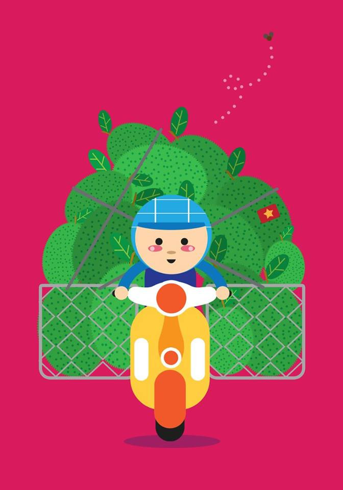 Trong mắt họa sĩ ngước ngoài, người Việt thật phi thường khi chở sau lưng đủ thứ hàng mà tay lái vẫn vững.