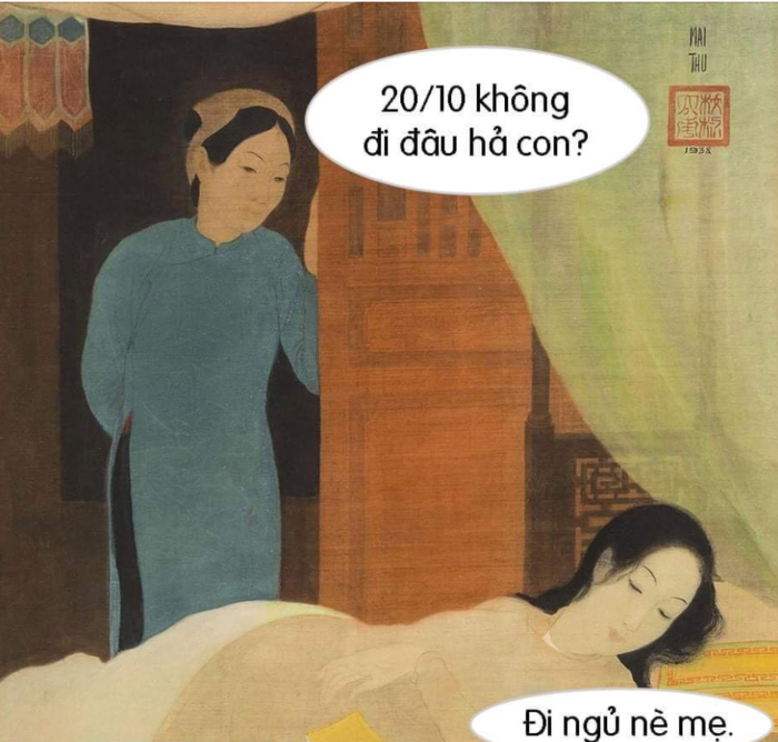 Bức Say ngủ (Le Sommeil) của danh họa cũng được dân mạng chế lại hài hước. Được biết, bức họa này từng được bán với giá gần 7,4 tỉ đồng trong phiên đấu giá Thế kỷ 20 và nghệ thuật đương đại hồi tháng 5/2019. (Ảnh: Wikipedia/Pinterest)