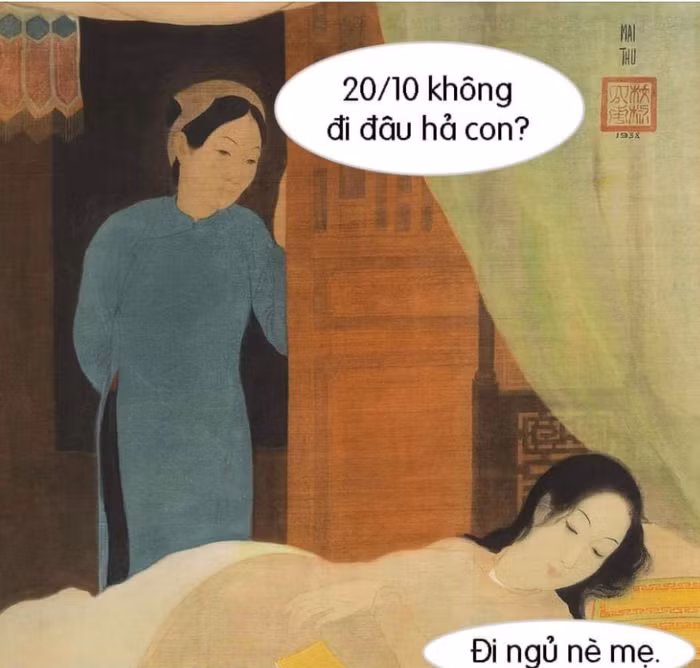 Bức Say ngủ (Le Sommeil) của danh họa cũng được dân mạng chế lại hài hước. Được biết, bức họa này từng được bán với giá gần 7,4 tỉ đồng trong phiên đấu giá Thế kỷ 20 và nghệ thuật đương đại hồi tháng 5/2019. (Ảnh: Wikipedia/Pinterest)