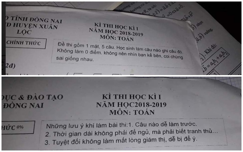 Lời dặn dò &quot;siêu mặn&quot; của ngay đầu đề thi.