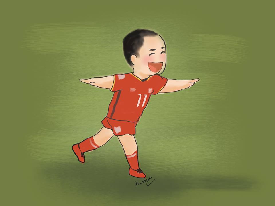 Đây là khoảnh khắc Nguyễn Văn Đức ăn mừng sau cú đánh đầu ghi bàn ở trận lượt đi AFF Cup 2018 diễn ra tại Philippines tối 2/12.