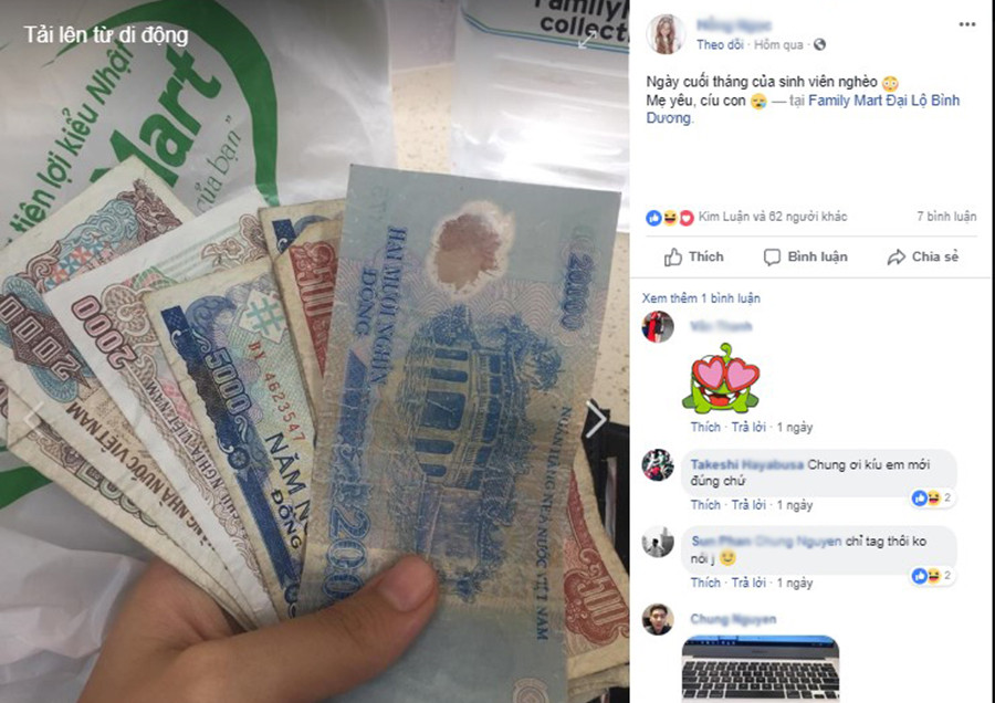 Số tiền ít ỏi vào cuối tháng.