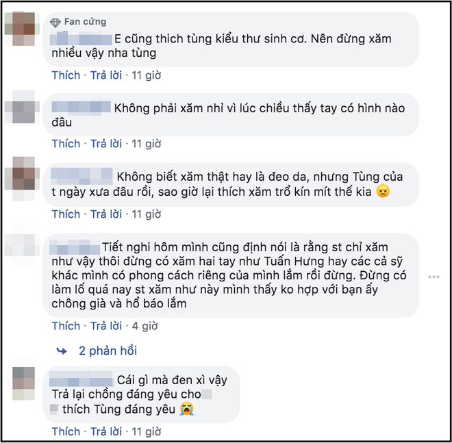 Các fan hoang mang với cánh tay xăm kín của Sơn Tùng.