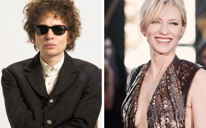 Cate Blanchett hóa trang nam, đóng vay Bob Dyland trong phim "I’m Not There". Nữ diễn viên tiết lộ, cô còn nhét một chiếc tất vào quần trong để có dáng đi giống đàn ông.