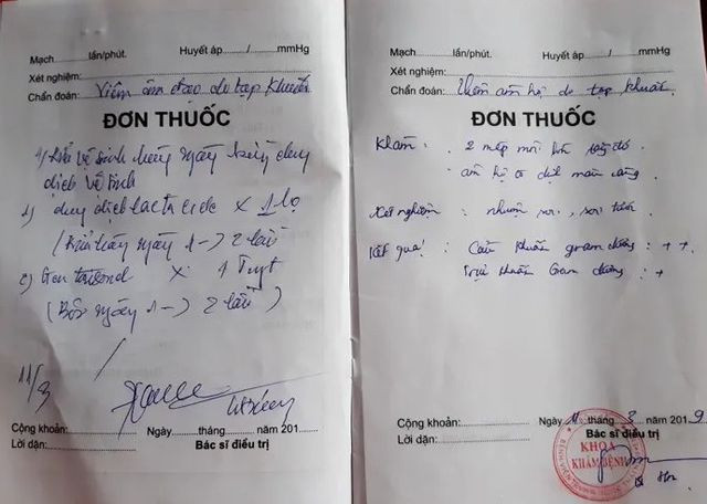Đơn thuốc của cháu Y.