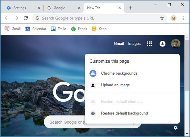 Bạn có thể chọn hình nền cho giao diện tìm kiếm của Google Chrome.