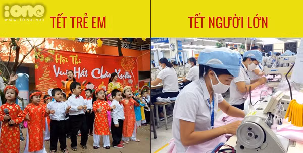 Được nghỉ học từ 23 Tết nên trẻ con cứ thế "đu đưa". Người lớn vẫn tất bật tăng ca, làm thêm đến sát Tết.