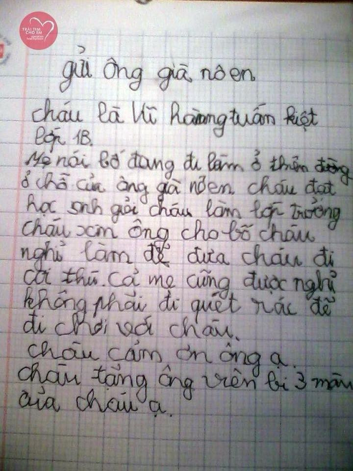 Bức thư của cậu bé.