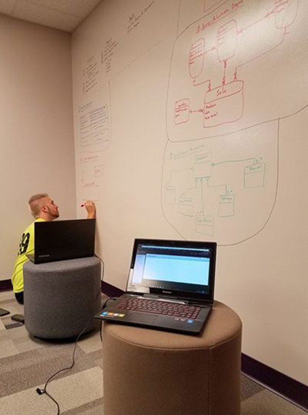 Sử dụng tường trắng thay cho bảng. Do các bức tường này đều dễ dàng tẩy xóa, vì vậy bạn đừng lo rằng chúng ta đang phá hoại của công.