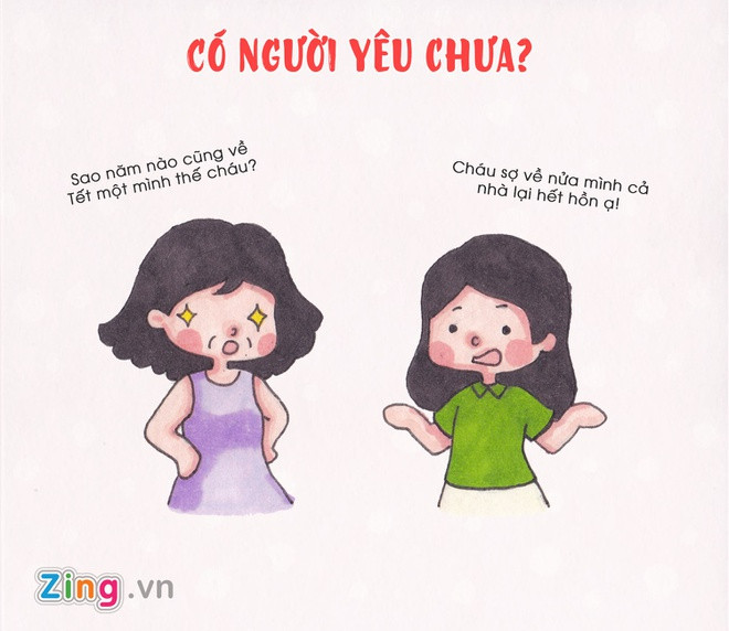 Tết là dịp người trẻ phải đối mặt với không ít câu hỏi khó nhằn về lương thưởng, chuyện yêu đương.