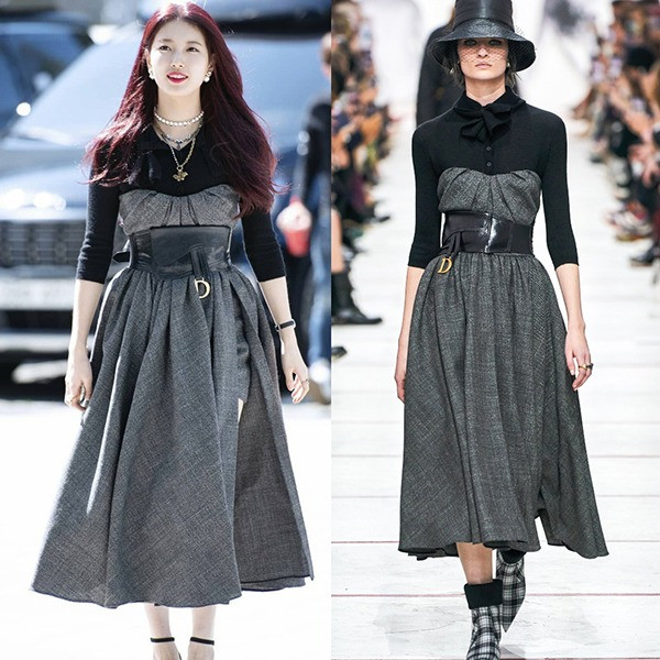 Dù mặc nguyên cây Dior khá giống người mẫu trên sàn diễn nhưng phụ kiện không phù hợp khiến người đẹp bị 