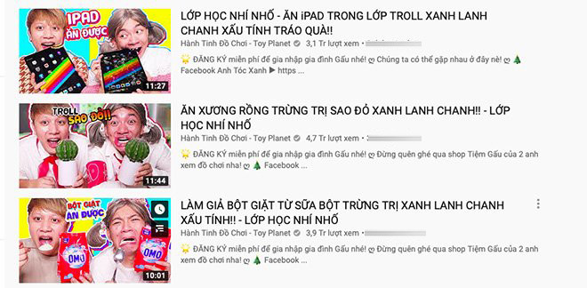 Những nội dung phản cảm vẫn tràn lan trên kênh Youtube là mối nguy hại đến cách nhìn nhận của trẻ.