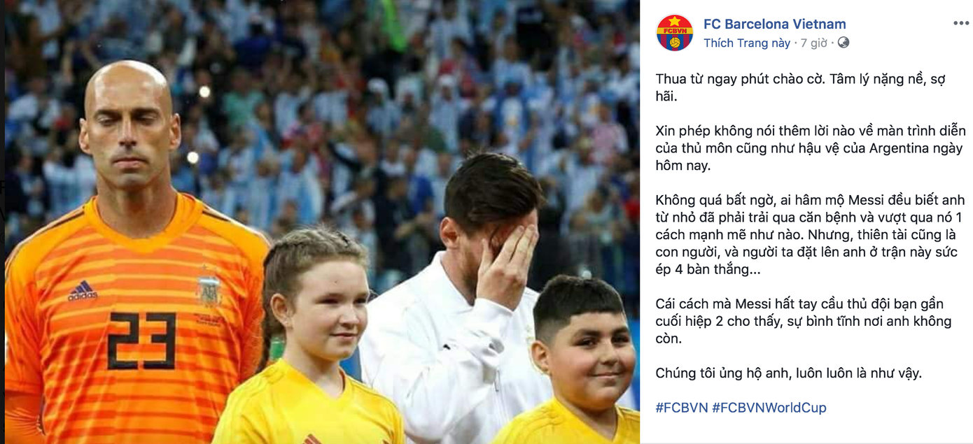 Những dòng chia sẻ của fan dành cho Messi.