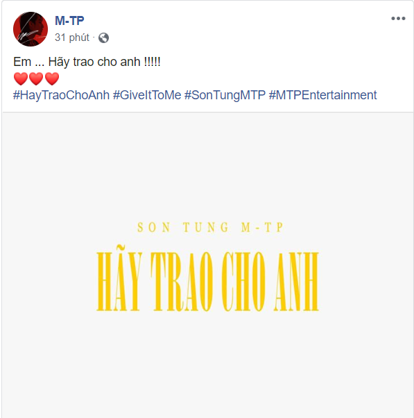 Sơn Tùng với dòng trạng thái bật mí về tên ca khúc mới.