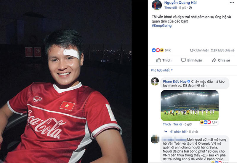 Quang Hải: &quot;Tôi rất khỏe và đẹp trai&quot; - dòng status hài hước thế thôi nhưng khiến nhiều người nghẹn ngào bật khóc.