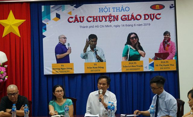 TS Trần Nam Dũng, phó hiệu trưởng trường Phổ thông năng khiếu – ĐHQG TP.HCM chia sẻ tại toạ đàm