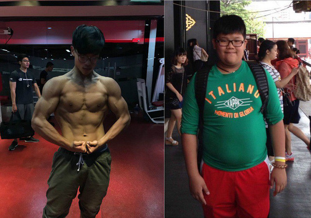 Phúc Vinh năm 13 tuổi và hiện tại.