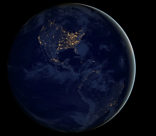 Bắc Mỹ và Nam Mỹ về đêm.