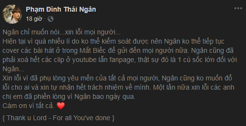 Dòng trạng thái của Phạm Đình Thái Ngân.