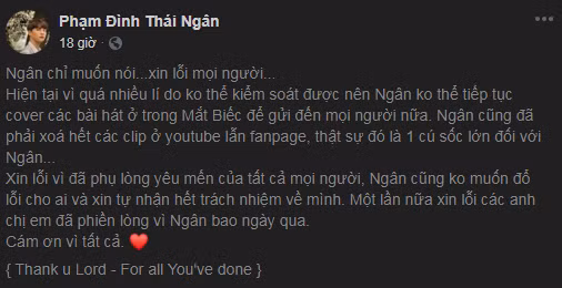 Dòng trạng thái của Phạm Đình Thái Ngân.