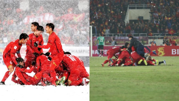 Khoảnh khắc giữa tuyết trắng Thường Châu và "bão đỏ" Mỹ Đình sao giống nhau đến thế! ảnh 2 Khoảnh khắc giữa tuyết trắng Thường Châu và "bão đỏ" Mỹ Đình sao giống nhau đến thế! ảnh 2