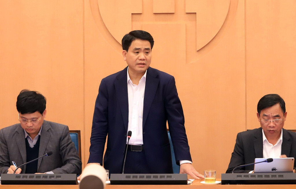 Chủ tịch UBND Hà Nội Nguyễn Đức Chung chỉ đạo tại cuộc họp. Ảnh: T.T.