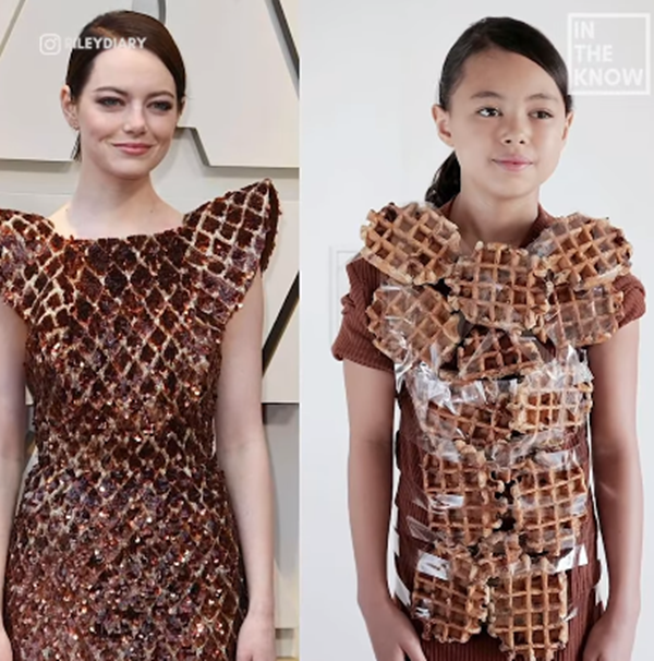 Chỉ cần một chiếc váy len đơn giản, một cuộn băng dính và vài cái bánh waffle.