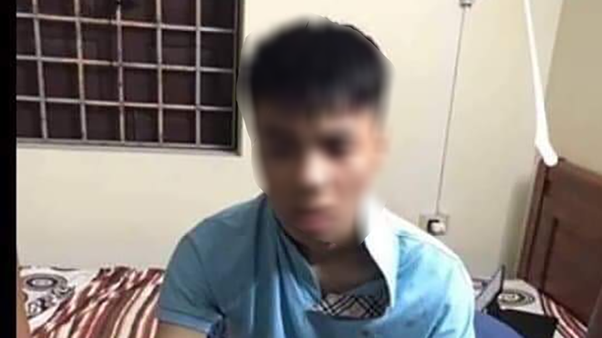 Nghi can Đặng Tuấn M. tại Cơ quan Cảnh sát điều tra. Ảnh :N.H.