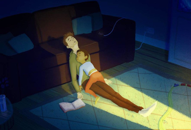 Cảm giác được ngủ vùi trên ngực bố thế này thật là ấm áp mọi người nhỉ, nhất là vào mùa đông ấy, thích vô cùng.