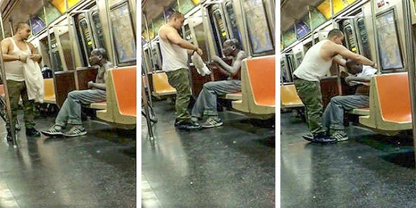 Người đàn ông này đã tặng chiếc áo của mình cho một người đàn ông vô gia cư - BigCeez/imgur.