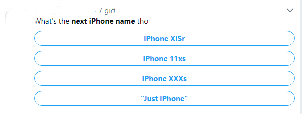 Một cuộc bình chọn về tên gọi của iPhone tiếp theo trên Twitter đươc mọi người đua nhau bình chọn.