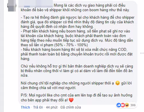 Đây là giải pháp mà một cư dân mạng đưa ra để có thể giảm bớt tình trạng bùng hàng.
