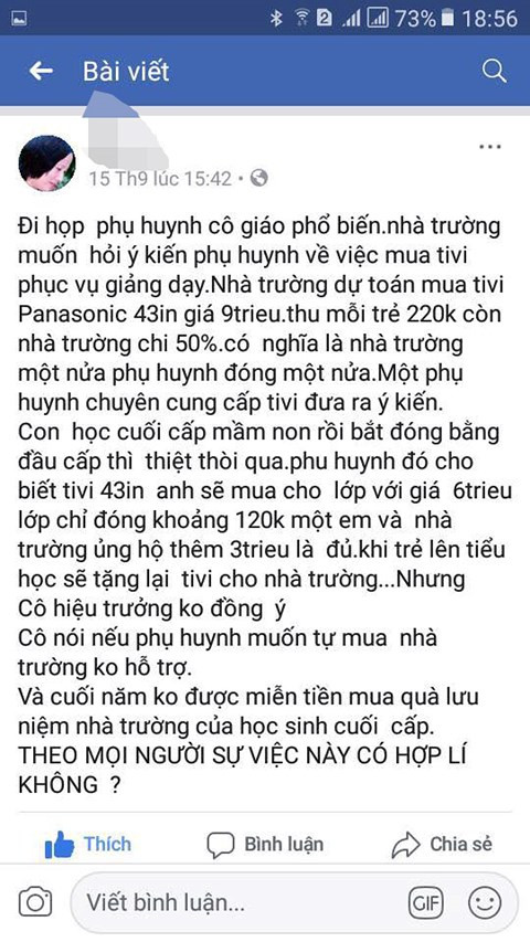 Thông tin vợ anh Kh.M. đăng trên các trang mạng xã hội.