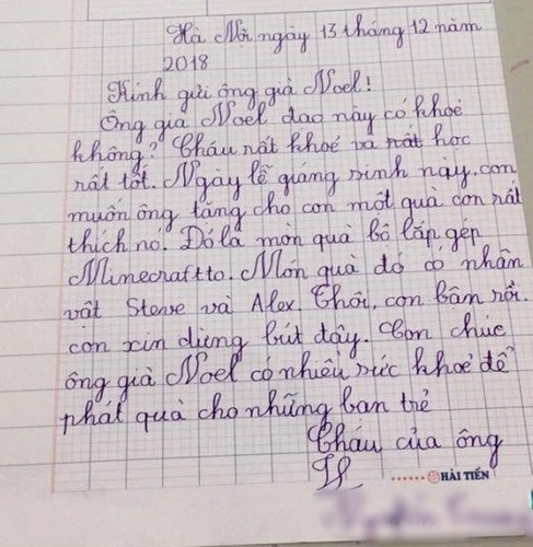 Các bạn nhỏ khi viết thư đều hỏi thăm sức khỏe ông già Noel trước tiên.