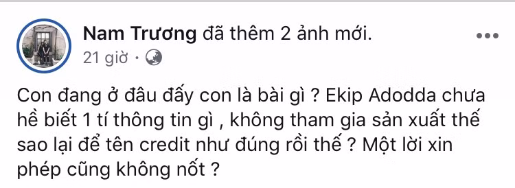 Nhạc sĩ bức xúc chia sẻ trên trang Facebook cá nhân.