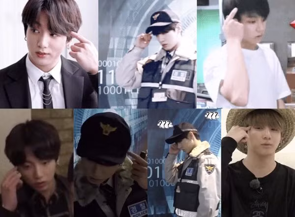 Bạn có muốn biết khi nào Jungkook đang suy nghĩ đến nhức não không? Đó là lúc anh chàng dùng ngón tay trỏ chỉ vào thái dương như muốn hút hết luồng suy nghĩ vậy đó.