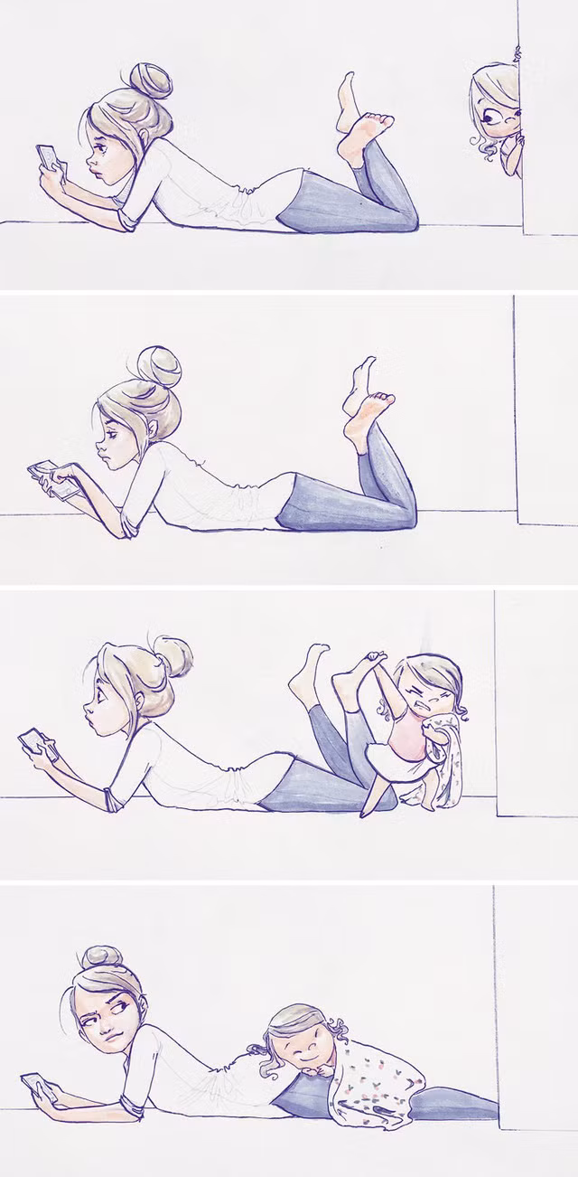 Đôi khi, bọn trẻ cứ làm như mẹ là cái gối khổng lồ của chúng vậy.