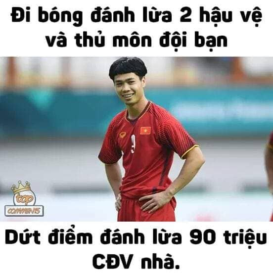 Pha bóng gây tiếc nuối của Công Phượng đã nhanh chóng thành chủ đề hot sau trận đấu hôm nay. (Ảnh: Top Comments).
